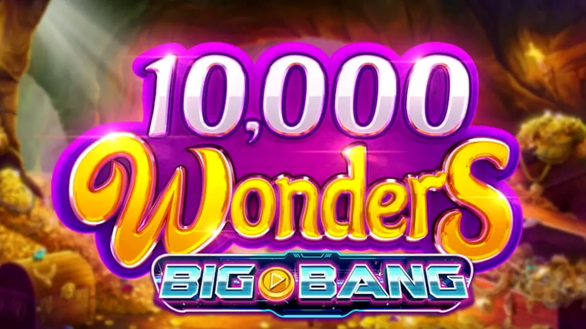 Tampilan visual slot 10,000 Wonders Big Bang dengan 6 gulungan